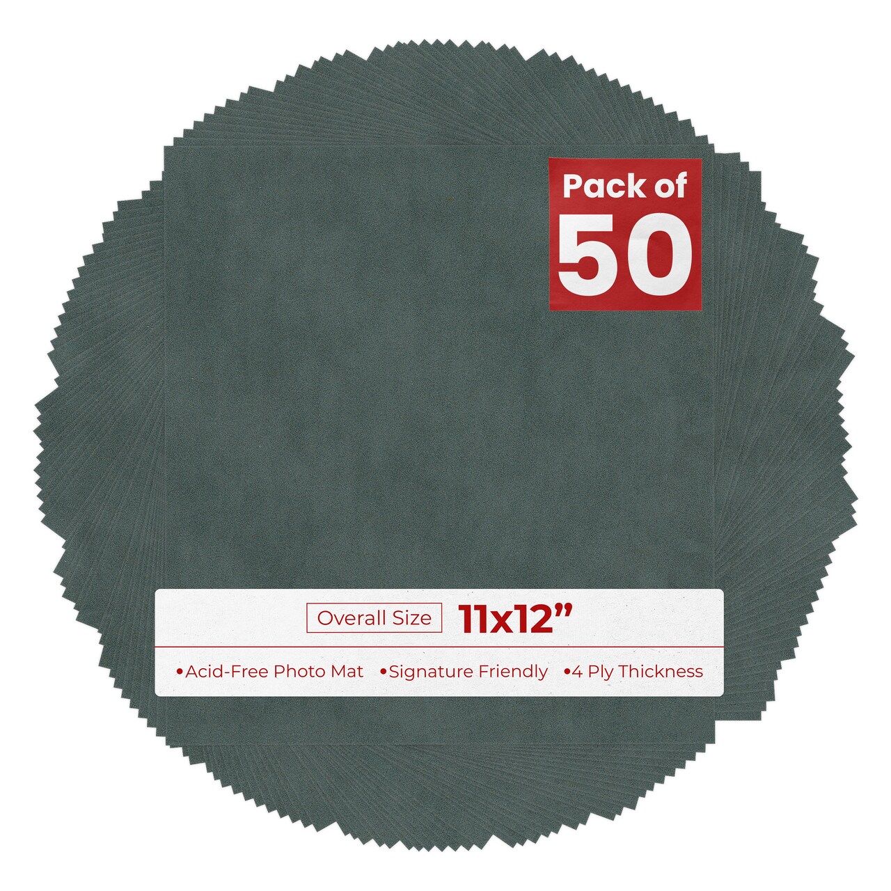 Dark Grey Suede 11x12 Uncut Mat Board - Blank Sheets, No Opening